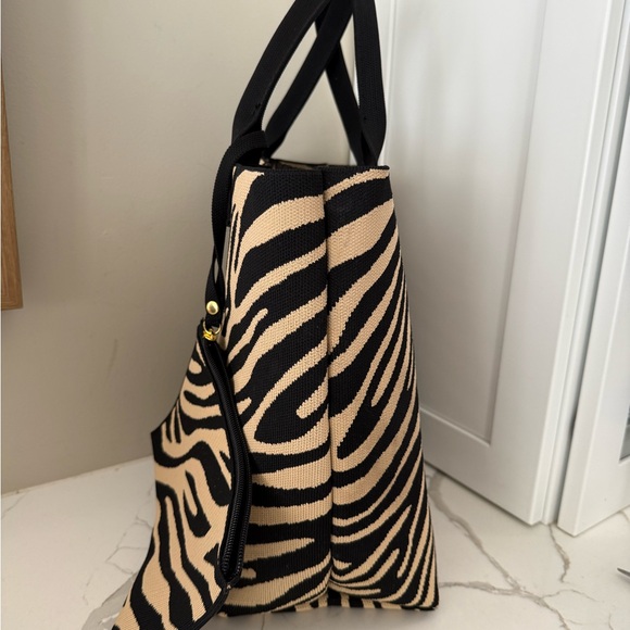 Joy Mangano, Zebra Print Tote Bag with Pouch - Picture 5 of 15
